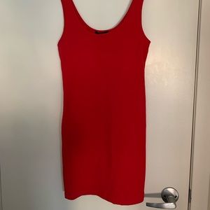 Red body con dress